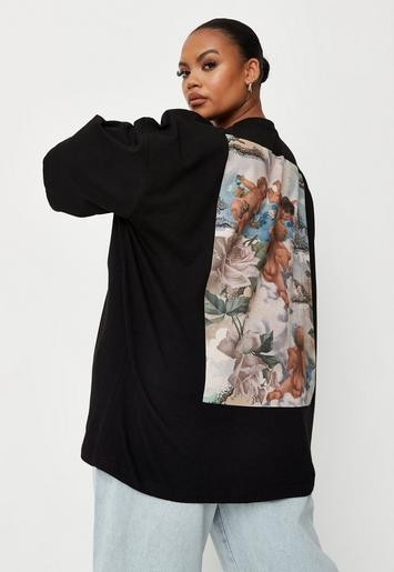 Plus Size Black Back Graphic Oversized T Shirt | Missguided (US & CA)