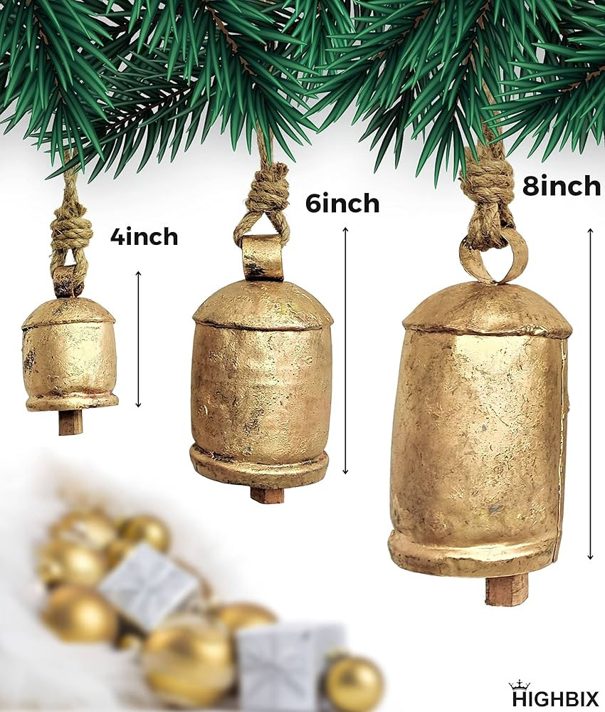 HIGHBIX Set of 3 Giant Harmony Cow Bells Huge Vintage Handmade Rustic Lucky Christmas Hanging XL ... | Amazon (US)