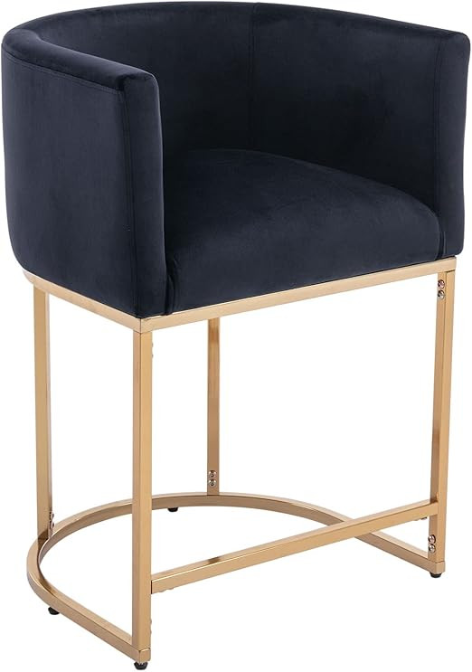 VESCASA 24" H Velet Counter Height Bar Stool with Barrel Back and Arms, 4.5" H Upholstered Seat C... | Amazon (US)