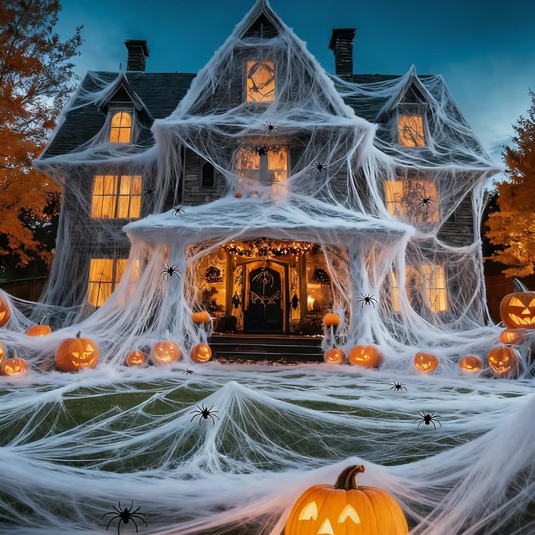 Land Guard 200 sqft Spider Web, Bonus with 10 Artificial Spiders, Fabric Spider Webbing, Cobweb H... | Amazon (US)