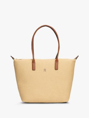 Monogram Logo Raffia Tote Bag | Tommy Hilfiger | Tommy Hilfiger (US)