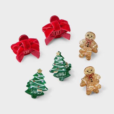 Girls' 6pk Christmas Mini Claw Clip Set - Cat & Jack™ | Target