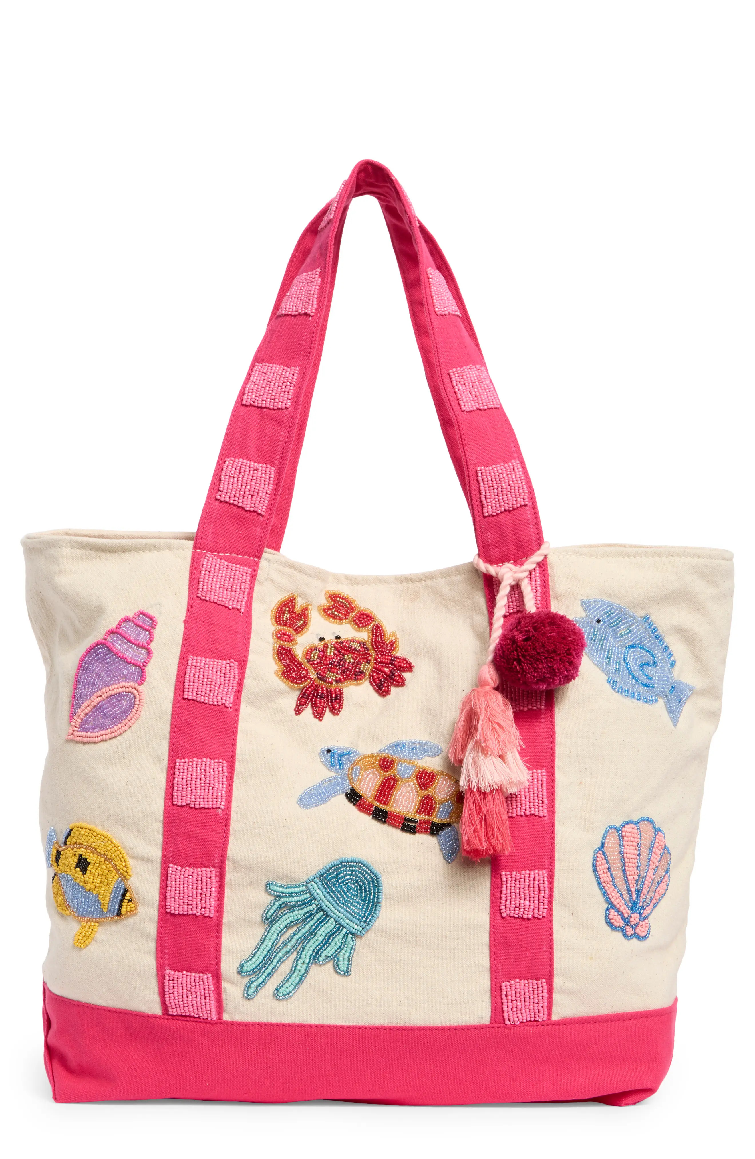 Collection XIIX Under the Sea Embelished Canvas Tote Bag in Pink at Nordstrom Rack | Nordstrom Rack