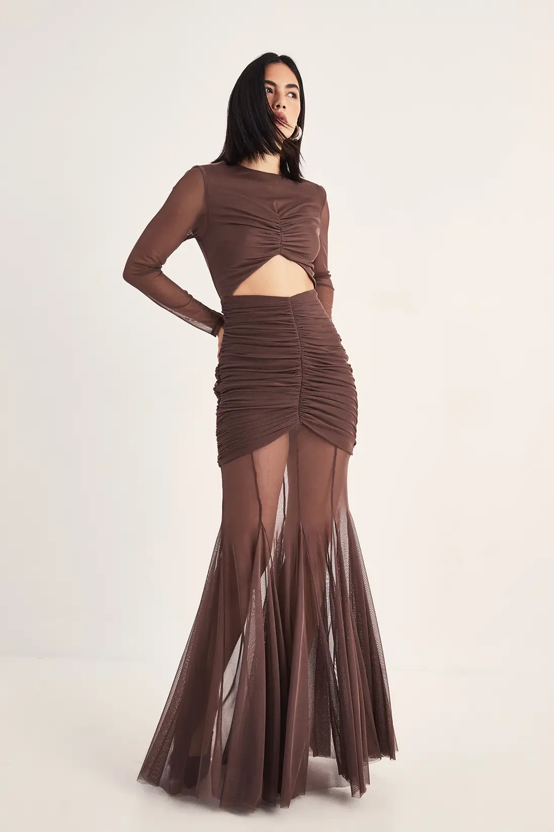Mesh Cut Out Maxi Dress | boohoo (US & Canada)
