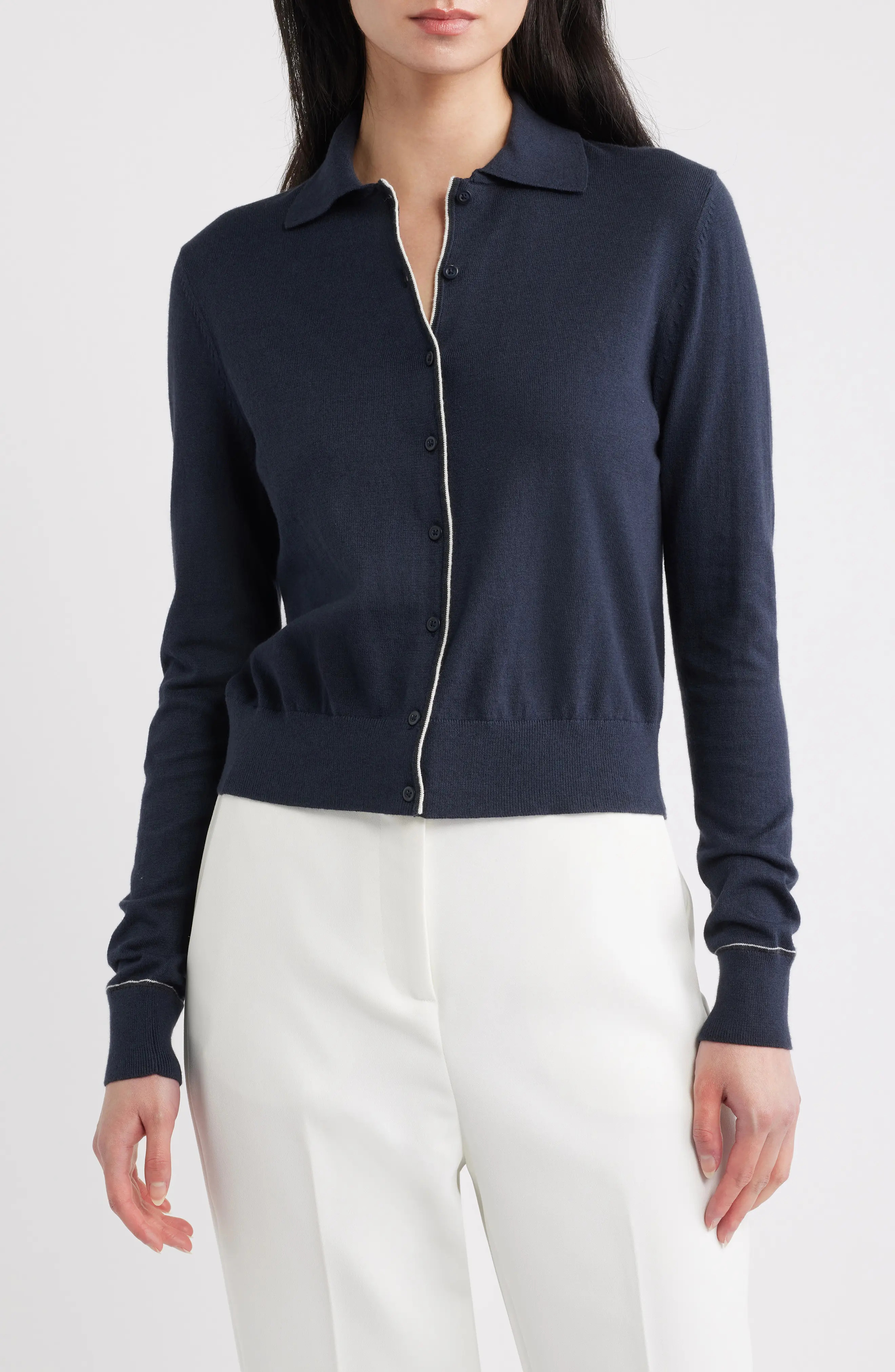 Cotton & Cashmere Blend Tipped Cardigan (Women) | Nordstrom | Nordstrom