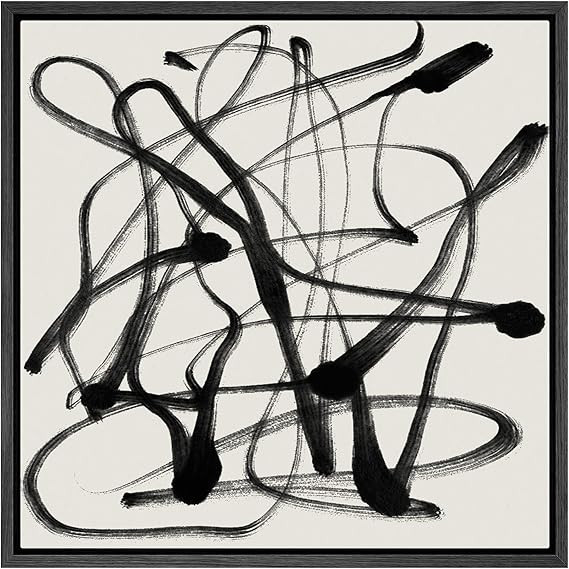 SIGNWIN Framed Canvas Print Wall Art Twisted Black Gray Paint Stroke Collage Abstract Shapes Illu... | Amazon (US)