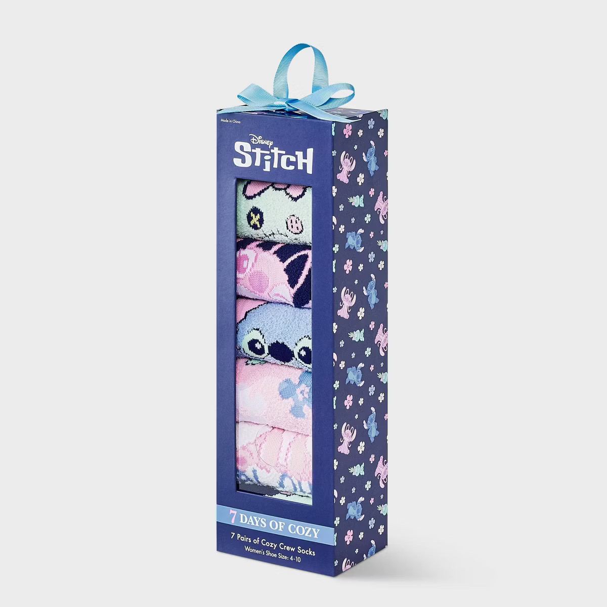 Women's Lilo & Stitch 7 Days of Cozy Crew Socks Gift Box - Assorted Color 4-10 | Target