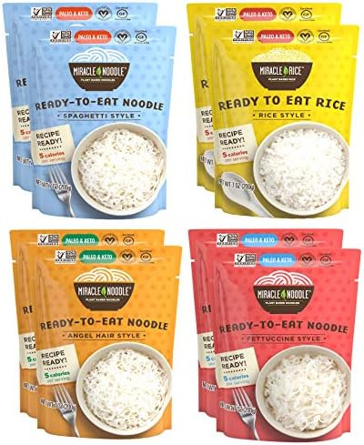 Miracle Noodle Variety Pack (Angel Hair, Fettuccine, Spaghetti & Rice) - Shirataki Noodles, Shira... | Amazon (US)