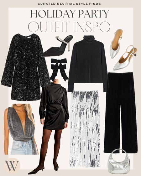 Holiday party outfit inspiration! Chic, sparkly style finds to dress up for all of the upcoming holiday parties and events we’ll have on our calendars! 

#holidaystyle

Holiday party look. Sparkly holiday outfit. Sequin midi skirt. Black sequin dress. Silver metallic heels. holiday heels. Velvet holiday dress. Hair bow. Chic holiday style  

#LTKstyletip #LTKHoliday #LTKfindsunder100