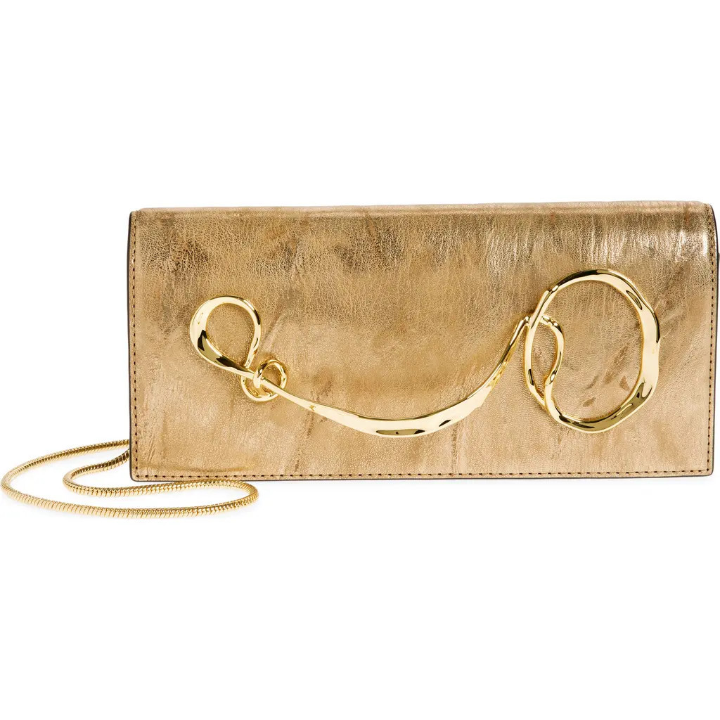 Alexis Bittar Twisted Side Handle Leather Clutch in Antique Gold at Nordstrom | Nordstrom