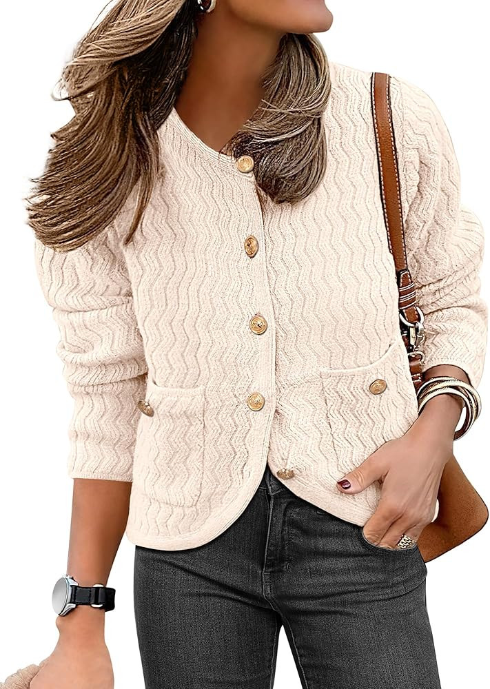 Caracilia Women's 2025 Fall Cardigan Sweaters Knitted Dressy Casual Jackets Trendy Outfits | Amazon (US)