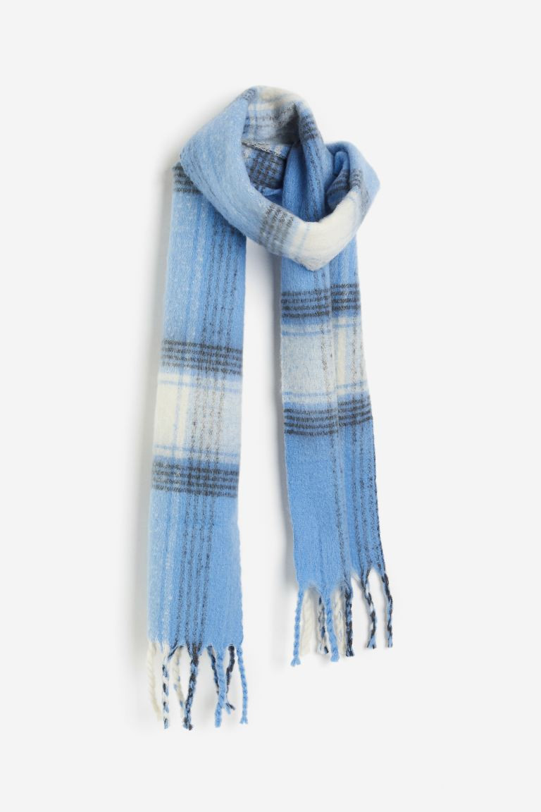 Bufanda con acabado cepillado - Azul/Cuadros - MUJER | H&M ES | H&M (FR, IT, ES, PT, BE)