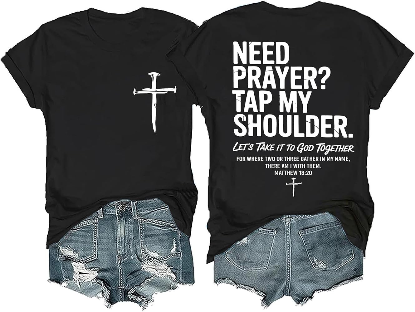 Christian Shirts Need Prayer Tap My Shoulder T-Shirt, Need Prayer Tap My Shoulder Shirt | Amazon (US)