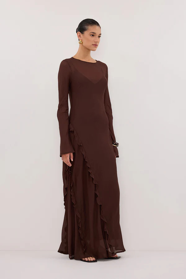 MARISSA CHOC LONG SLEEVE MAXI DRESS | DISSH