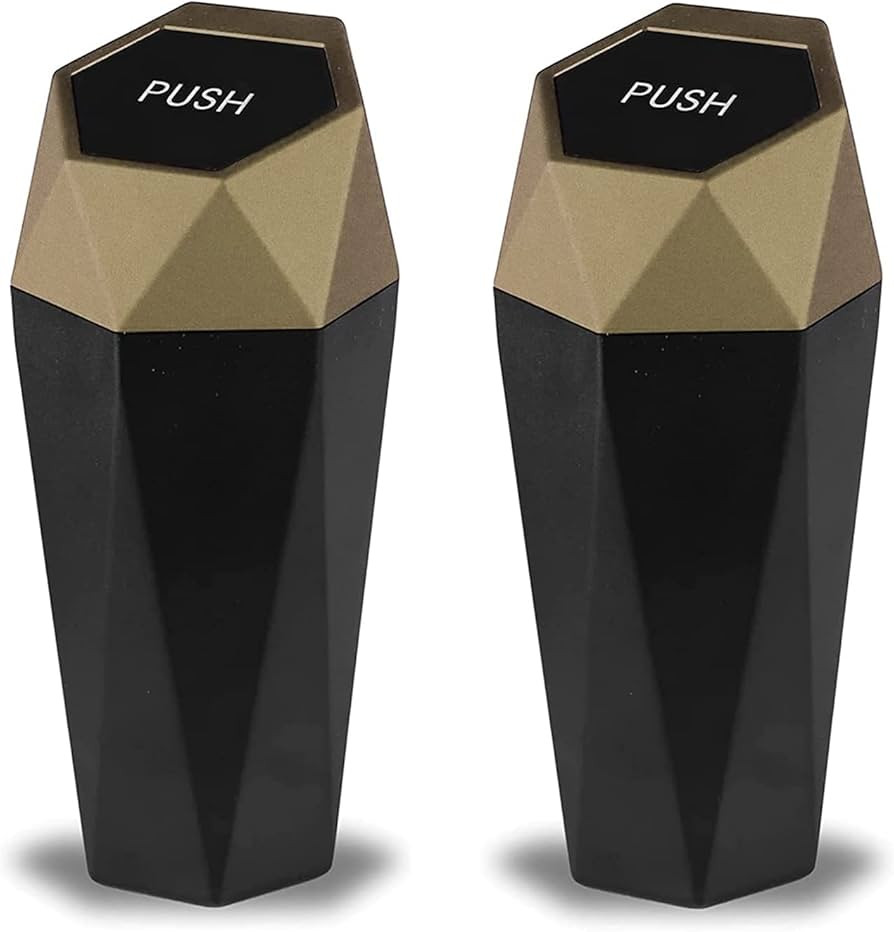 JUSTTOP Car Trash Can with Lid, Diamond Design Small Automatic Portable Trash Can, Easy to Clean,... | Amazon (US)