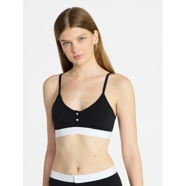 No Boundaries Women's Cotton Jersey Triangle Bralette w/Buttons Sizes XS-XXXL | Walmart (US)