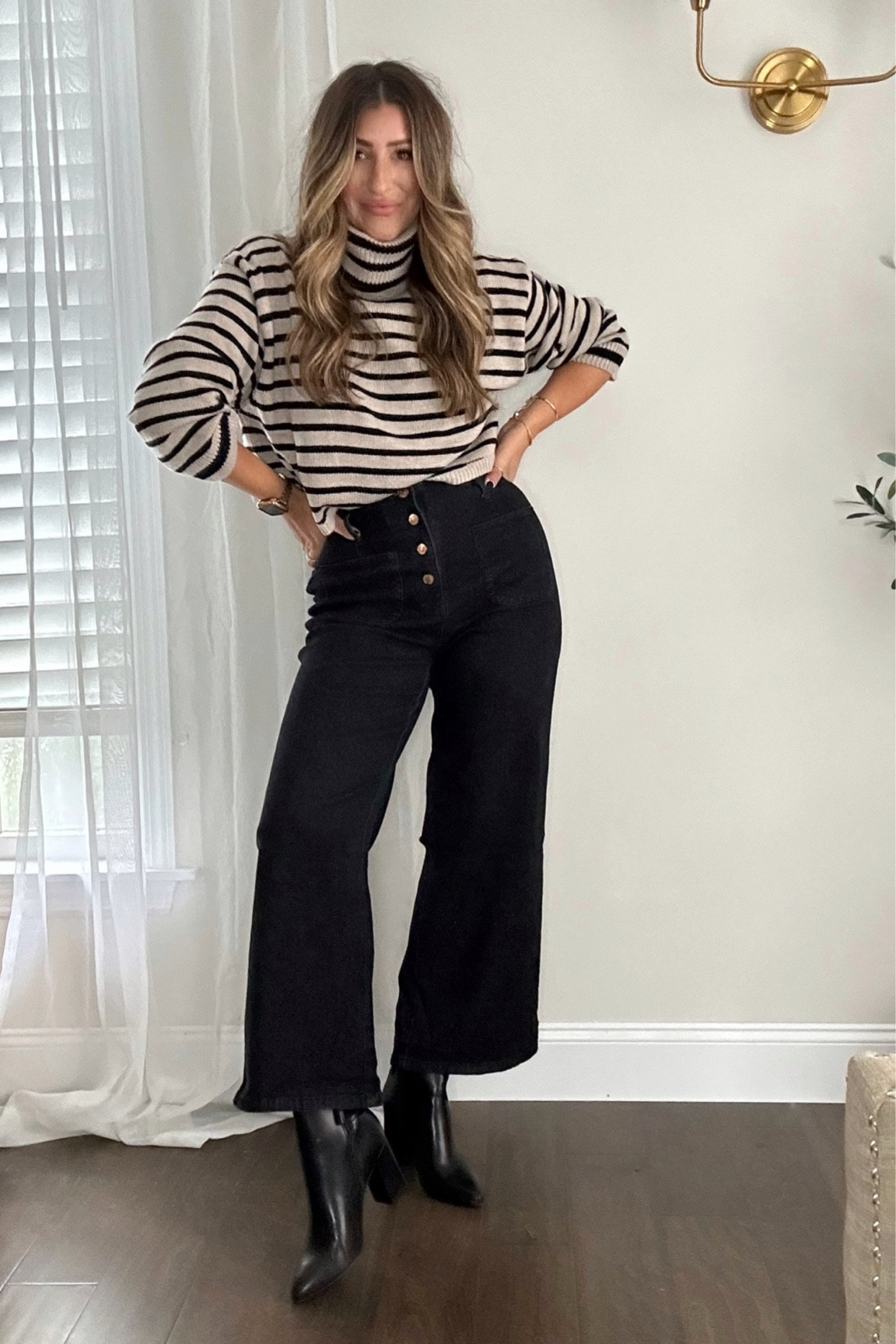 Wide leg dark wash denim + striped turtle neck crop sweater is perfection! Wearing meds. Use code LaurenHorn25 or 25% OFF! Tap photos below to shop.

Follow for more! XX

#LTKfindsunder100 #LTKstyletip #LTKHoliday