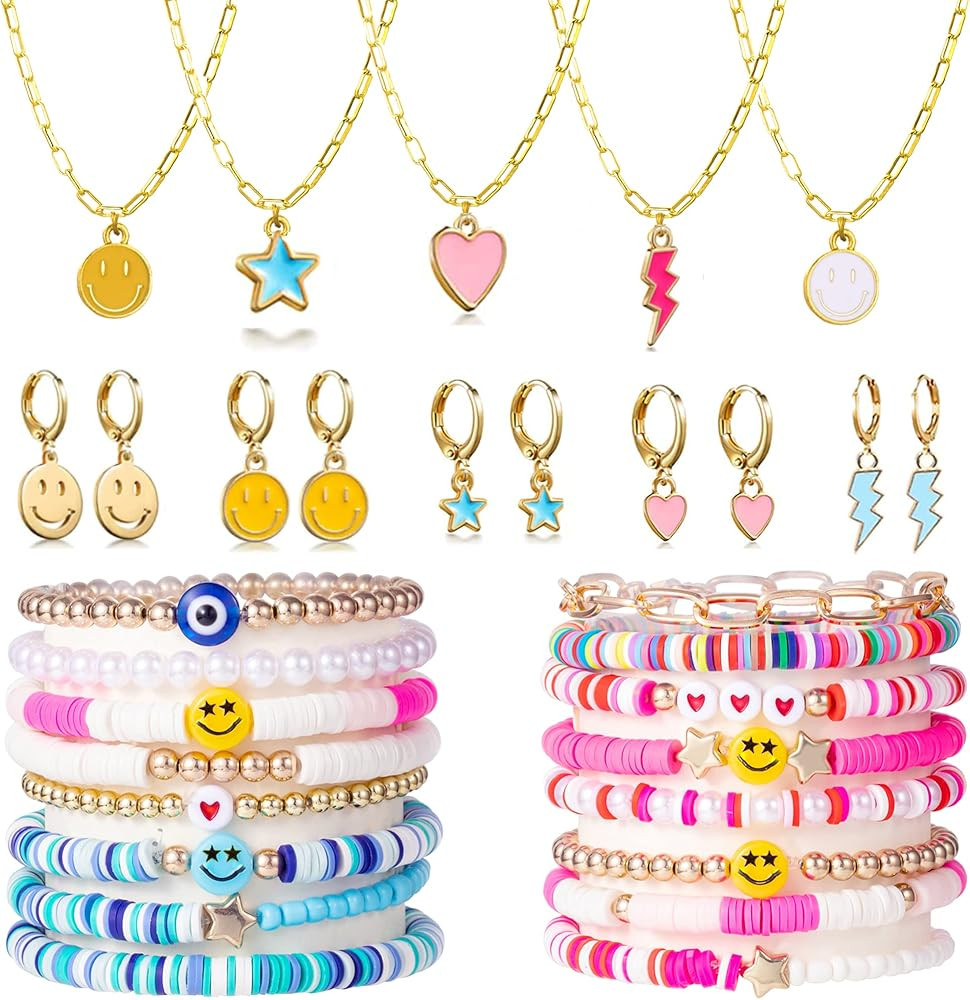 SONNYX Preppy Jewelry Bracelets for Women Trendy Stuff Y2K Jewelry Heishi Bracelets Cute Smile Ea... | Amazon (US)
