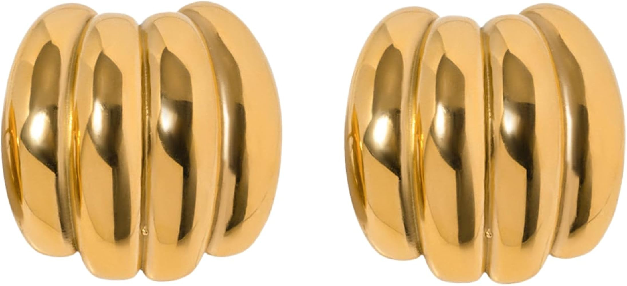 Ridged Dome Statement Earrings – Modern Gold-Tone Jewelry for Women | Amazon (US)