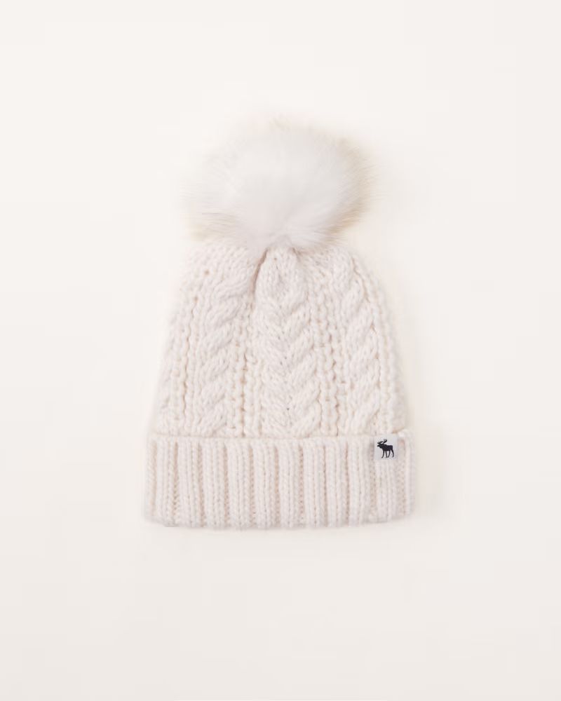 girls cable knit pom beanie | girls accessories & perfume | Abercrombie.com | Abercrombie & Fitch (US)