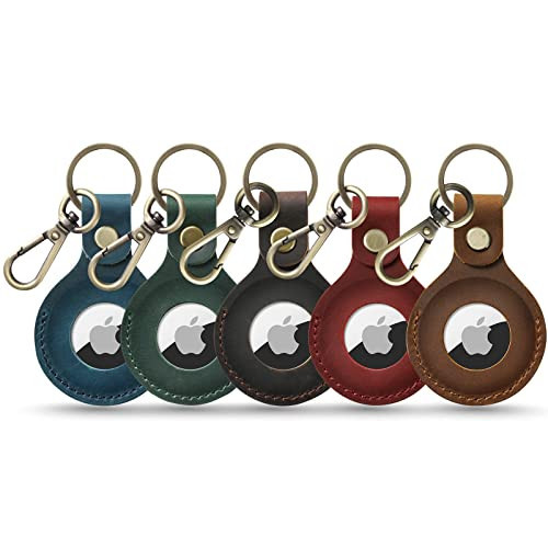 Jack&Chris Leather Airtag Holder Keychain, Air Tag Holder with Keyring Protective Case, Leather Keychain for Man, JC304 | Amazon (US)