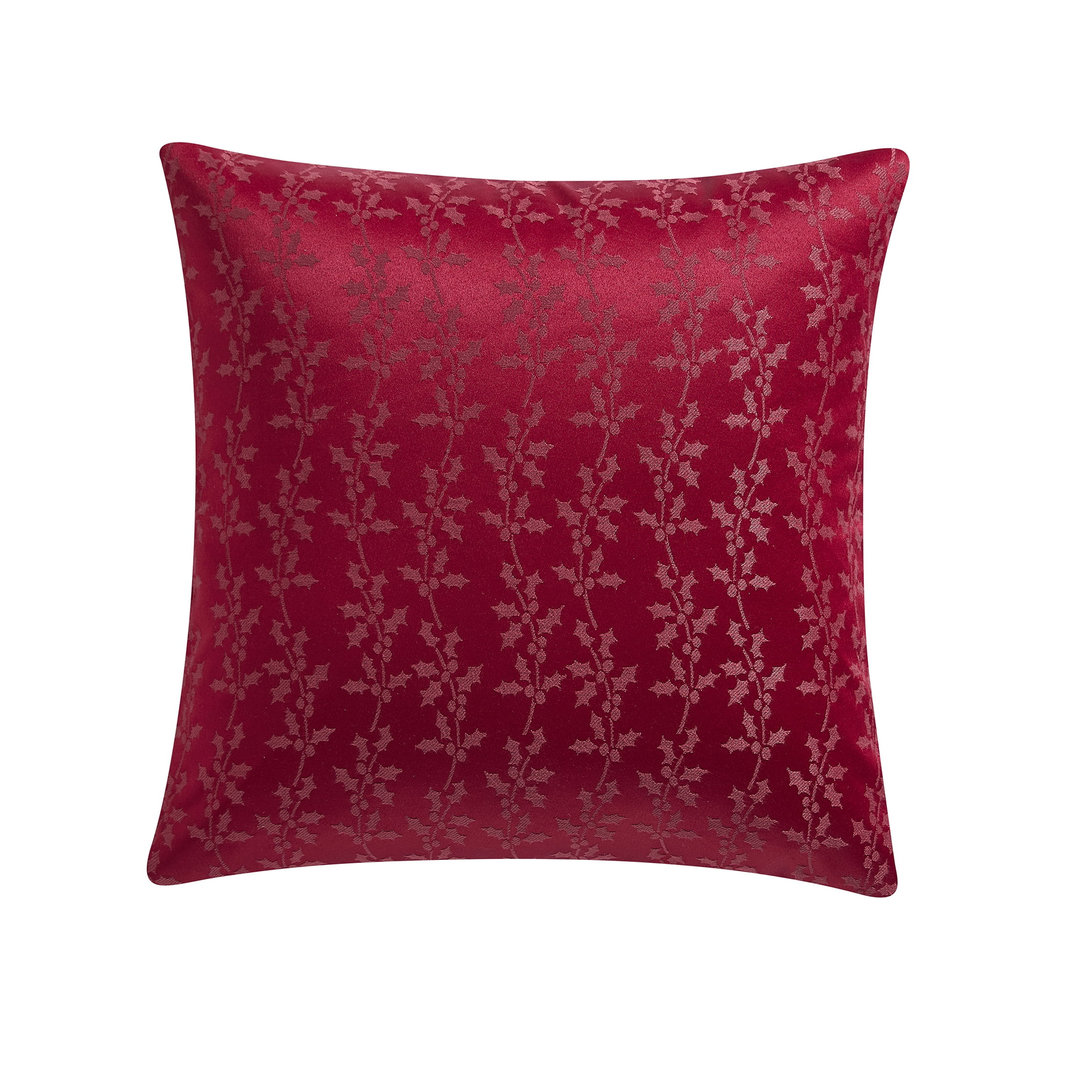 My Texas House Molly 20" x 20" Red Jacquard Holly Decorative Pillow Cover | Walmart (US)