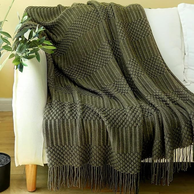 Blagic Knitted Throw Blanket Dark Green 50 x 60 Inches | Amazon (US)