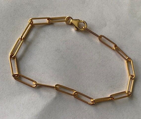 14/20 Goldfilled paper clip chain bracelet | Etsy (US)