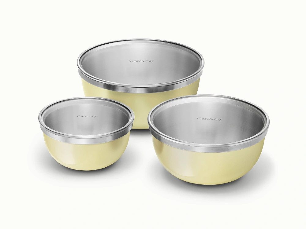 Mixing Bowl Set with Fitted Glass Lids | Non-Toxic Mixing Bowls | Caraway | Caraway