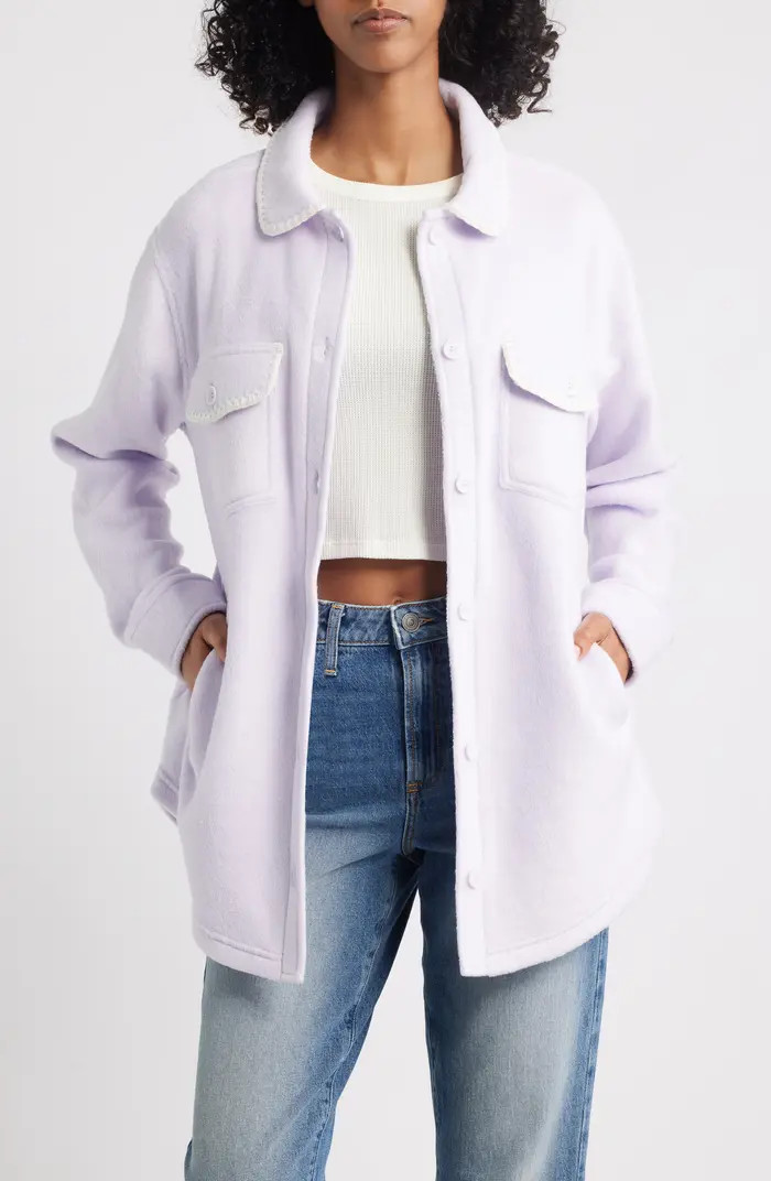 Whipstitch Detail Polar Fleece Shirt Jacket | Nordstrom