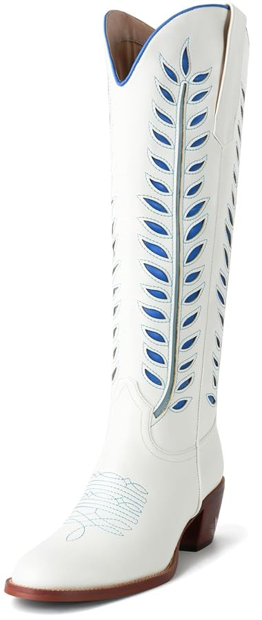 SIFINELAR Cowboy Boots for Women - Comfortable Knee High Round toe Cowgirl Boots with 2 Inch Chun... | Amazon (US)
