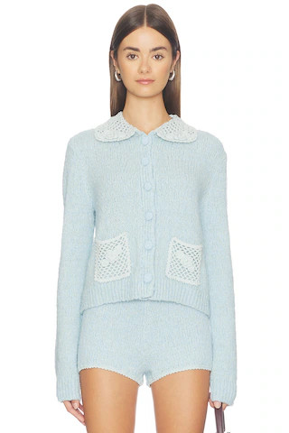Stone Cold Fox x REVOLVE Adalene Crochet Collar Cardigan in Baby Blue. - size XL | Revolve Clothing (Global)