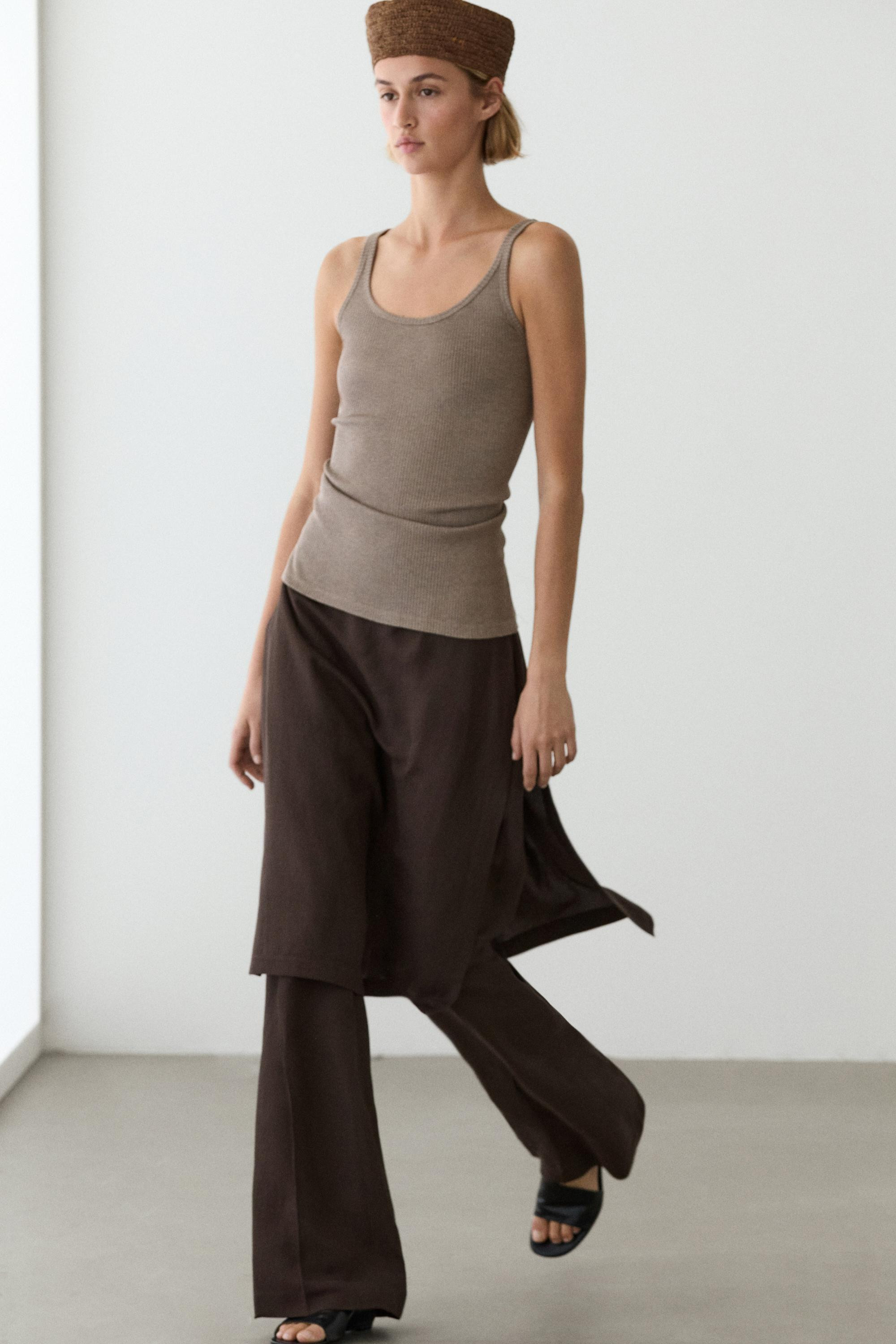 Flowing trousers with skirt detail | Massimo Dutti UK