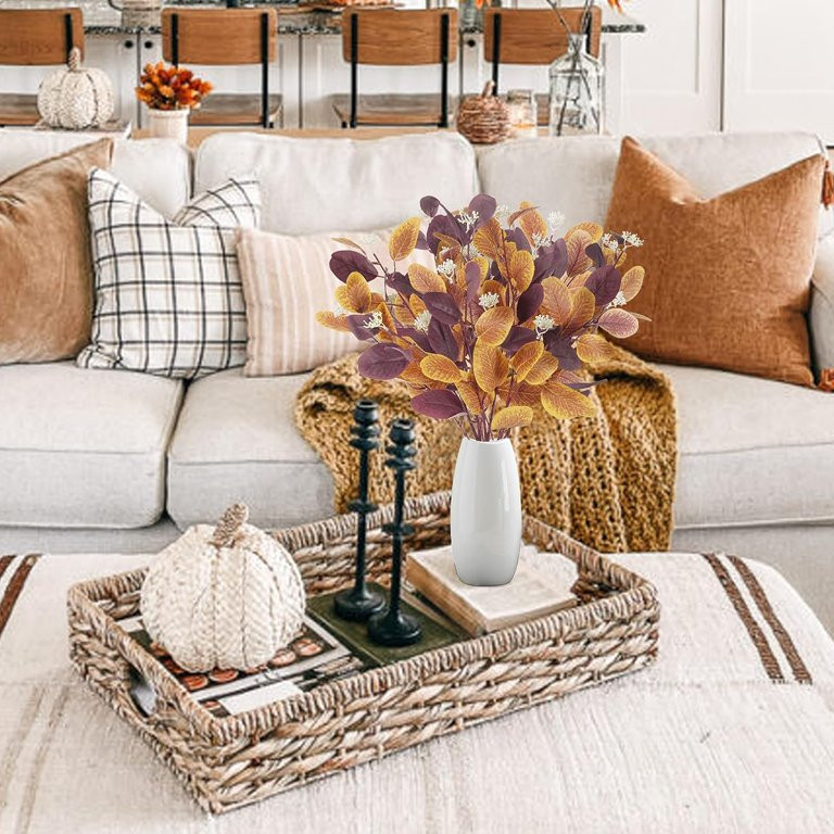 8Pack Artificial Eucalyptus Leaves Stems Fall Silk Foliage Branches Plants for Home Fireplace Wed... | Walmart (US)