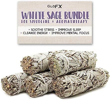 GloFX White Sage Bundle - 5 Pack - 4 Inches Sustainably Harvested California Smudge Stick Wand fo... | Amazon (US)