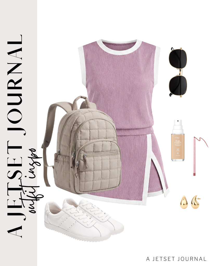 For a pink two-piece sporty set from EVALESS, you can wear Project Cloud’s leather sneakers and SOJOS trendy square sunnies. Use this BAGSMART laptop backpack, then finish the look with L'Oréal Paris foundation and tarte Maracuja Juicy Lip Liner.

#LTKSeasonal #LTKSaleAlert #LTKTravel
 

 