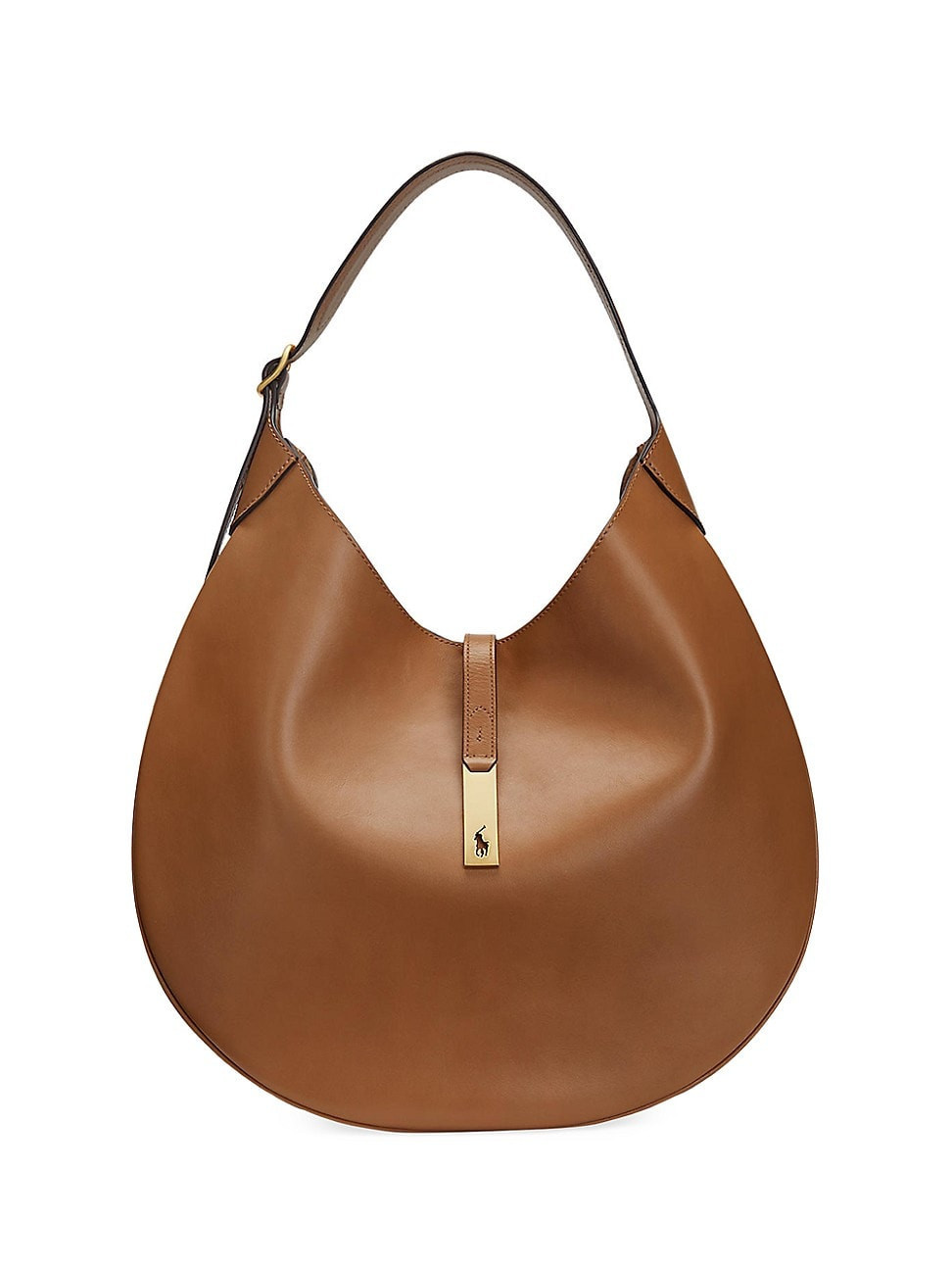 Women's Large Polo ID Leather Shoulder Bag - Tan | Saks Fifth Avenue