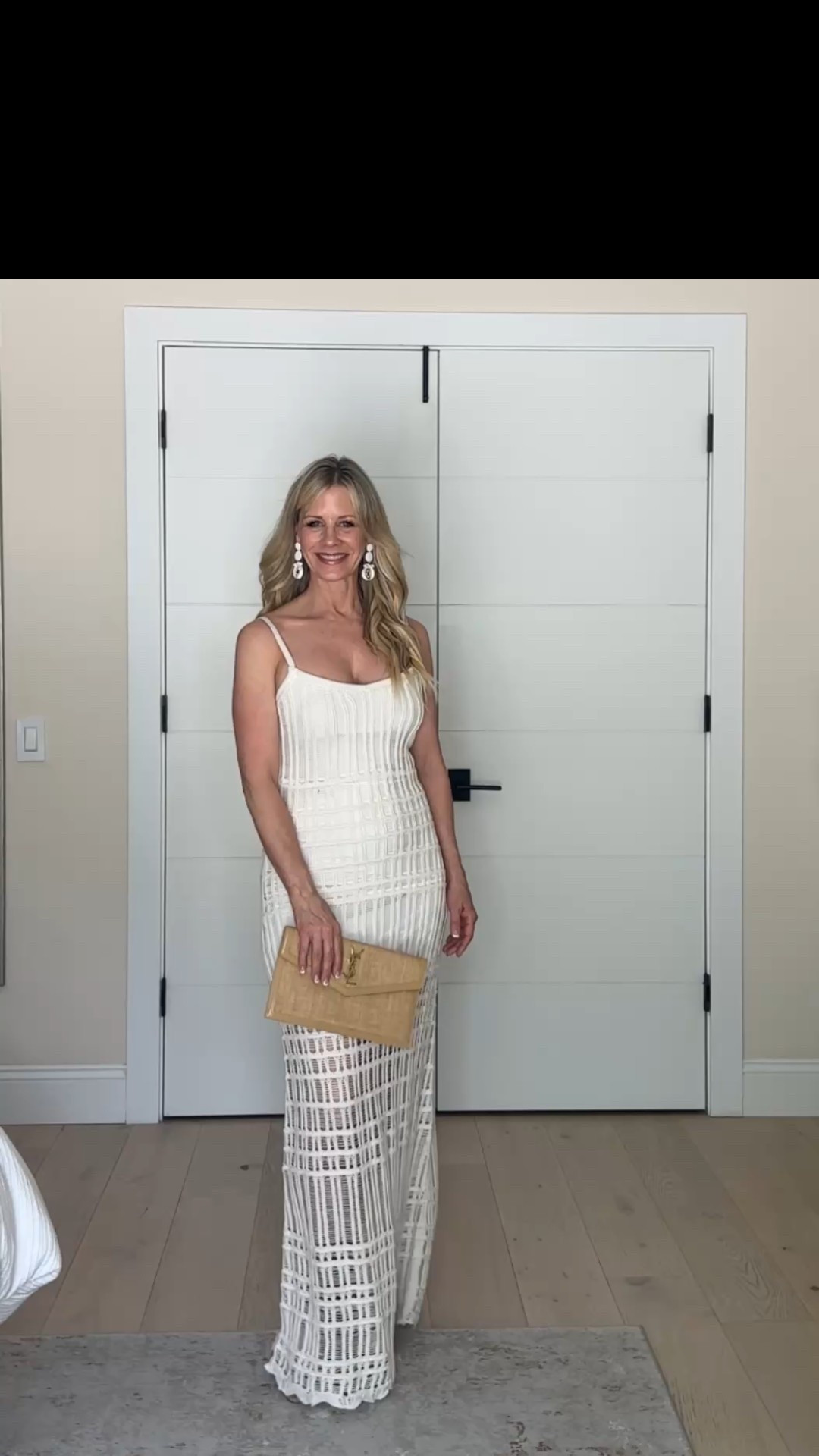 Summer style in full swing ☀️🤍 This crochet-inspired maxi dress from Abercrombie is the perfect blend of effortless and elegant. It’s on sale right now  I paired it with raffia wedges by Silent D, a classic YSL clutch, and statement earrings from Momo Studio for that elevated summer look. 

Red Carpet of Life, LTK over 50, summer dress, sandals

#LTKStyleTip #LTKSummerEdit