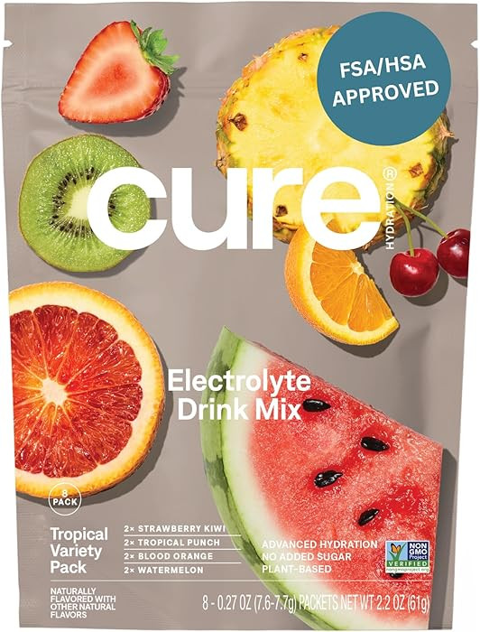 Cure Hydration | Plant-Based Electrolyte Drink Mix | No Added Sugar | FSA-HSA | Dehydration Relie... | Amazon (US)