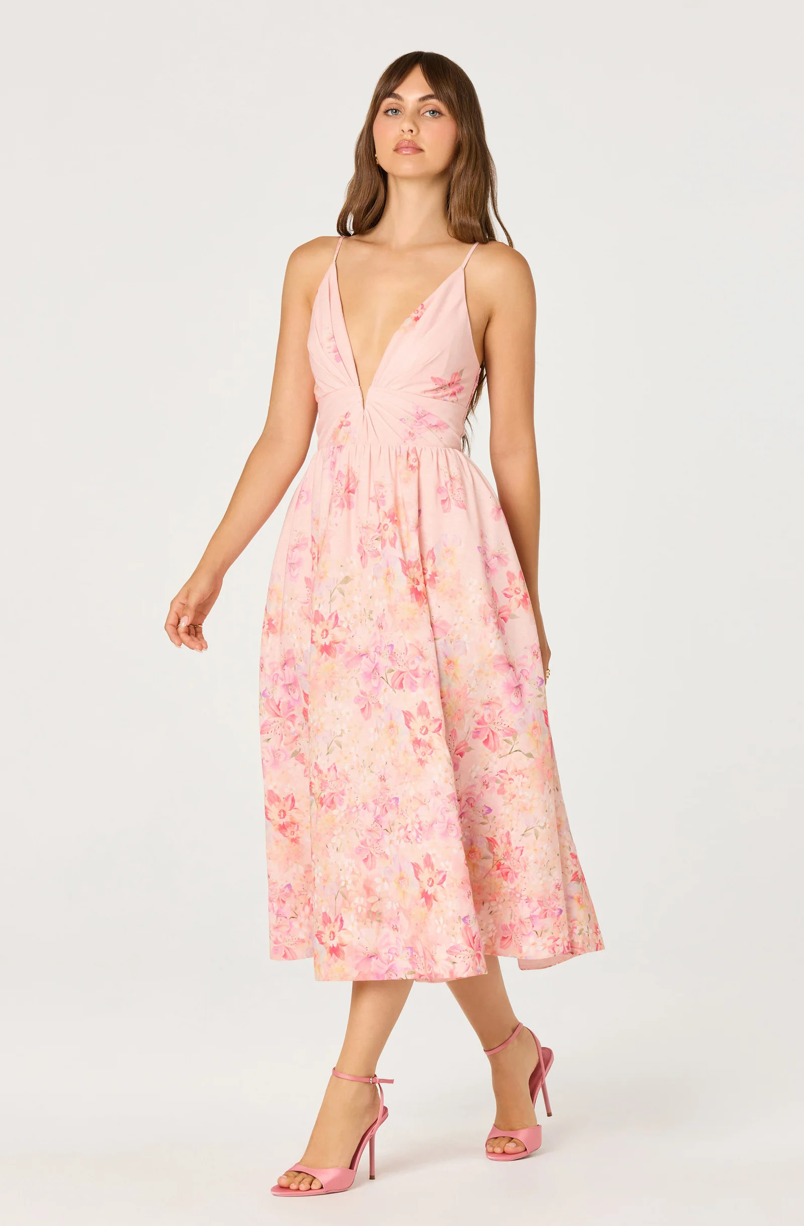Janna Floral Plunge Midi Dress | ASTR The Label (US)