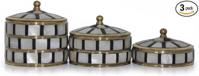 Round Hand Painted Decorative Jewelry Trinket Box Unique Gift for Home Decor Antique Metal Case w... | Amazon (US)