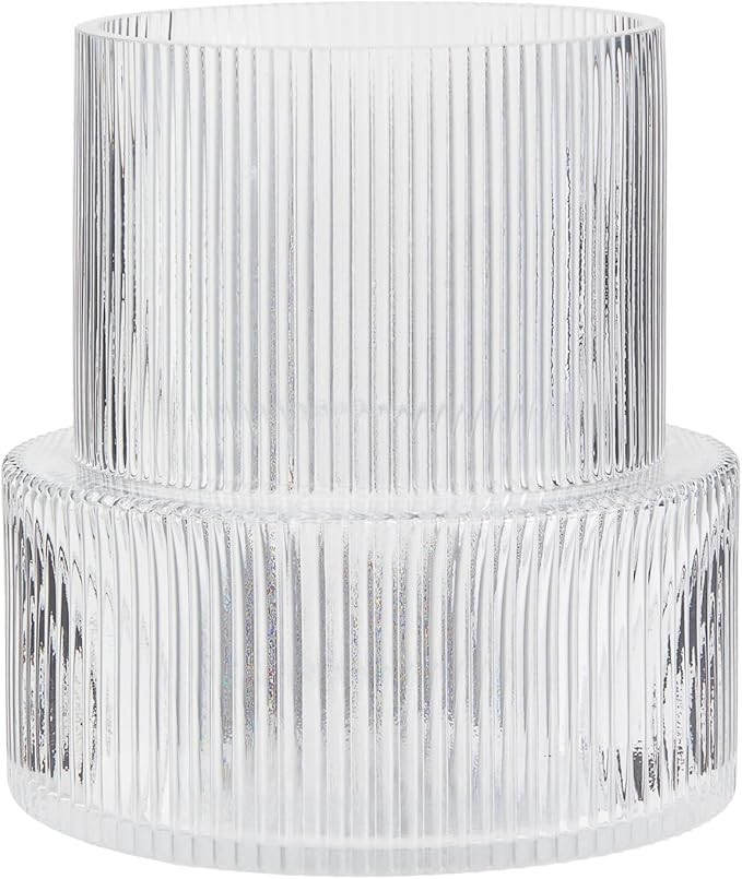 Ribbed Glass Vase, Fluted Flower Vase, Modern Clear Ripple Vase with Big Capacity for Living Room... | Amazon (US)