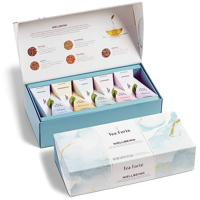 Tea Forte Wellbeing Organic Wellness Tea, Petite Presentation Box, Sampler Gift Set With Assorted... | Amazon (US)