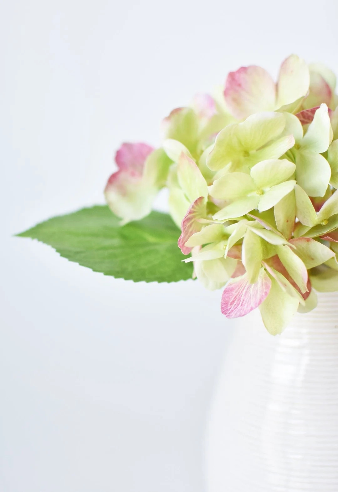 10" Light Green / Pink Hydrangea Pick | Etsy (US)