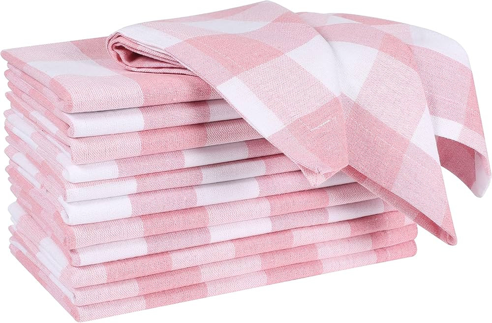Amazon.com: Alpha Living Home Gingham Buffalo Check Cloth Dinner Napkins Set of 12, 100% Cotton C... | Amazon (US)