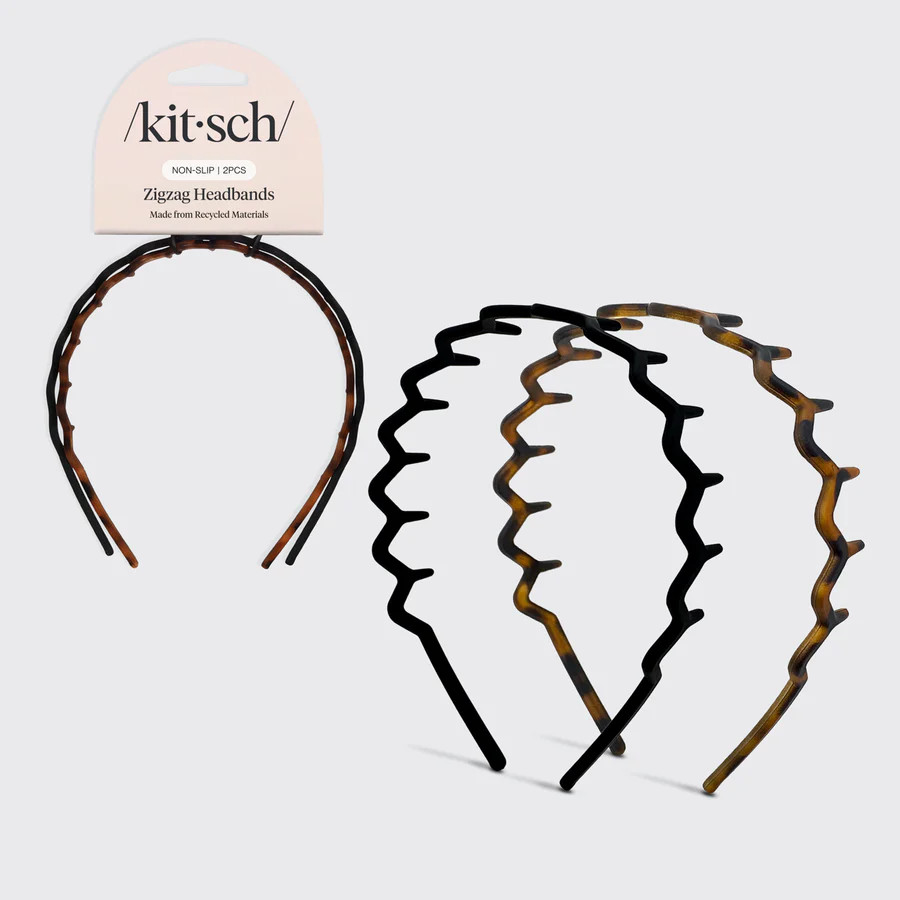 Zig Zag Headband 2pc- Black & Tort | Kitsch