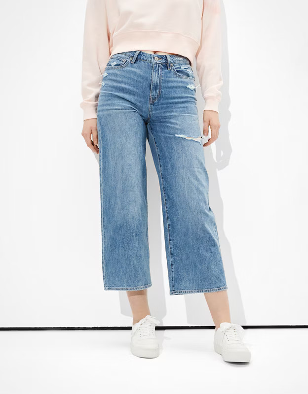 AE Ripped Wide Leg Crop Jean | American Eagle Outfitters (US & CA)