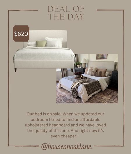 Our bed is 15% off right now for cyber week. I love the beautifully neutral upholstery that is a natural/cream color. It’s very sturdy and excellent quality. 

#LTKhome #LTKsalealert #LTKstyletip