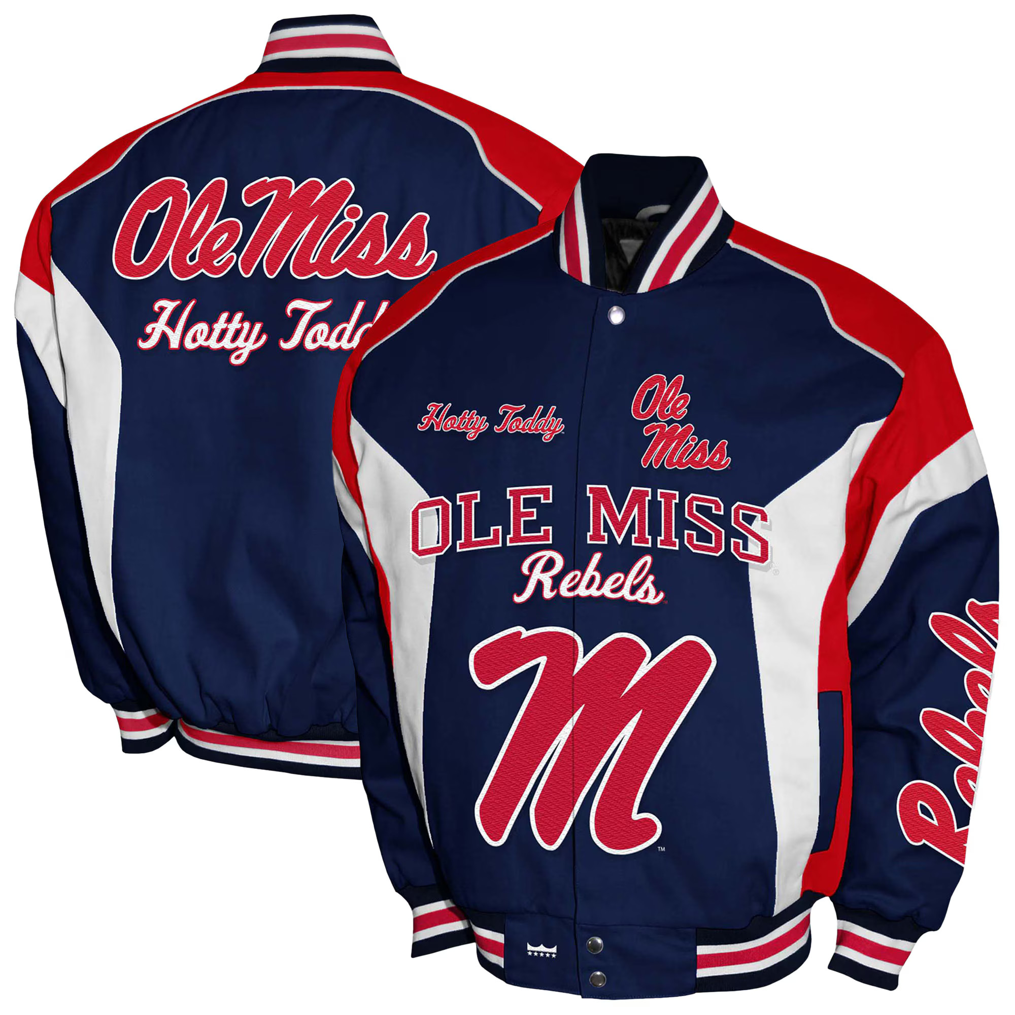 Ole Miss Rebels Franchise Club Driven Full-Zip Twill Jacket - Navy | Fanatics