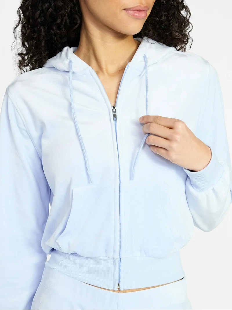 No Boundaries Velour Hoodie and Flare Pants Set, 2-Piece, Women’s | Walmart (US)